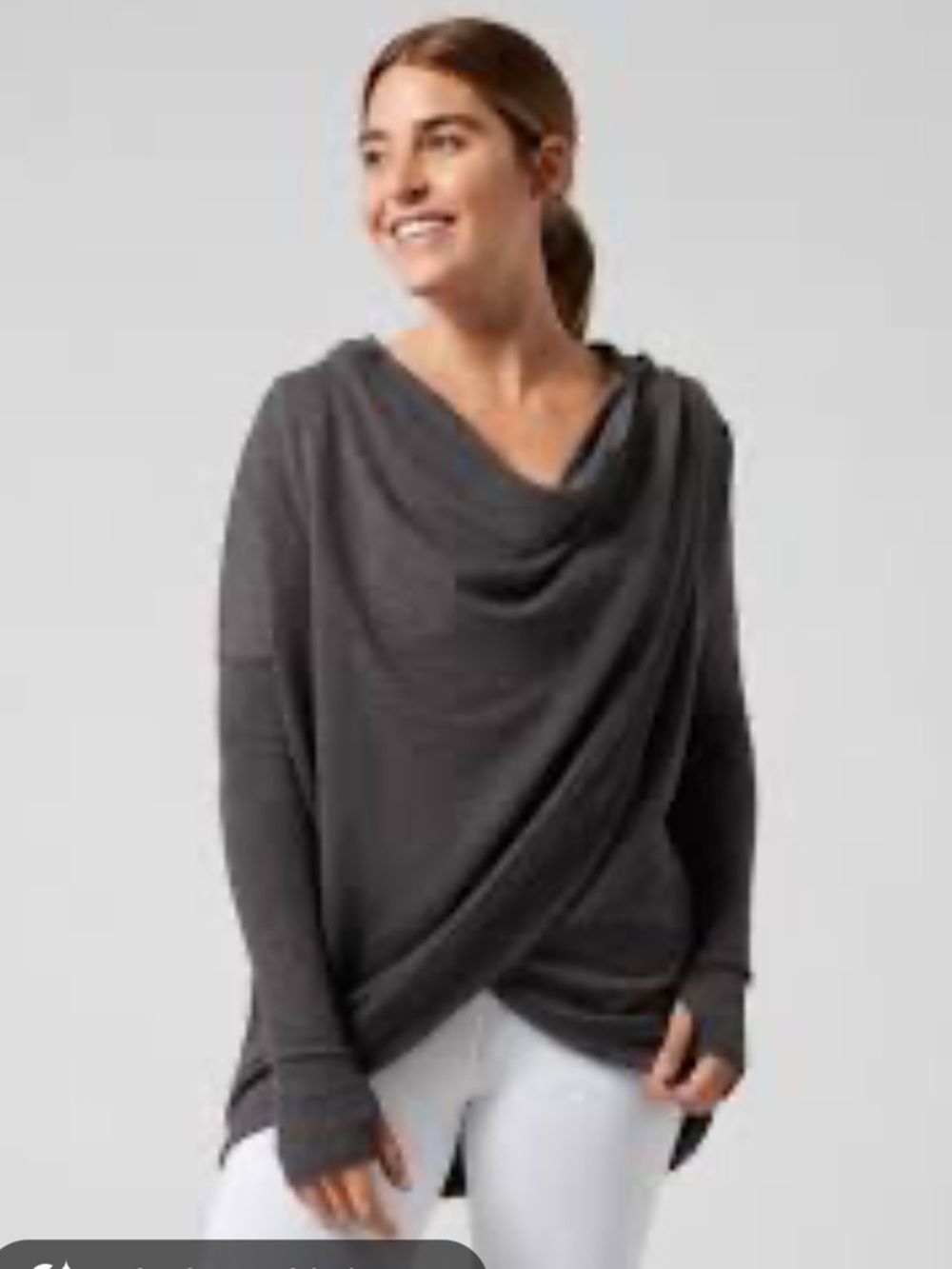 Athleta Purana Wrap Sweatshirt in Charcoal